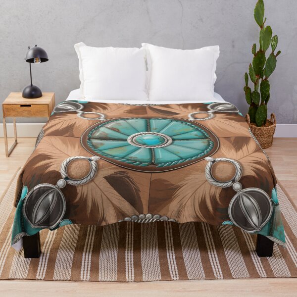 Item preview, Turquoise and Silver Concho Pattern – Southwestern Feather Desert Design designed and sold by CoastalEmp.