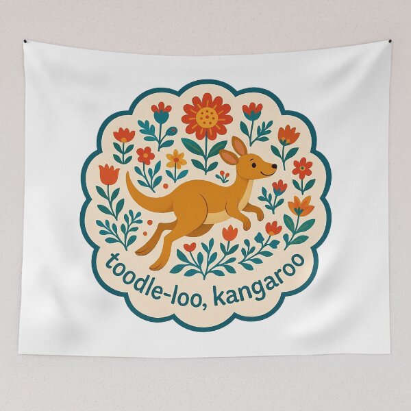 Item preview, Toodle-Loo Kangaroo – Scandinavian Folk Art Nursery Rhyme by heidiannemorris © designed and sold by FOLK ART FUSION by heidiannemorris.