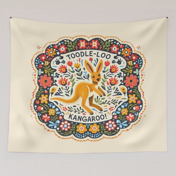 Item preview, Toodle-Loo Kangaroo – Scandinavian Folk Art Nursery Rhyme by heidiannemorris © designed and sold by FOLK ART FUSION by heidiannemorris.