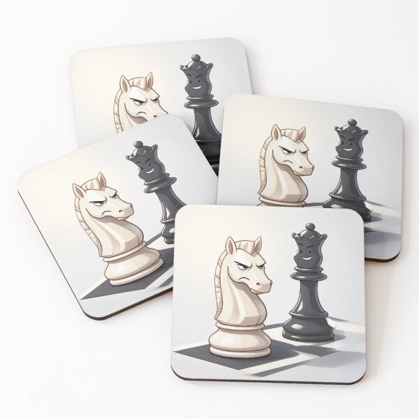 Item preview, Funny Chess Battle - Grumpy Knight and Smirking Queen Art designed and sold by RoshkaShop.