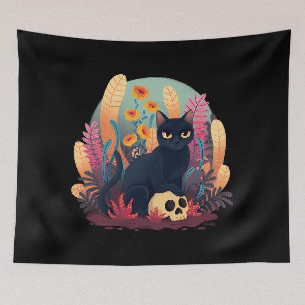 Item preview, Black Cat Wearing Skull Mask designed and sold by ihplpiyhzcw8.