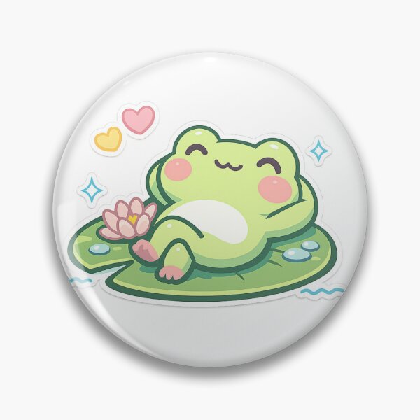 Aperçu de l'œuvre Grenouille mignonne et relaxante sur un nénuphar – Autocollant grenouille kawaii | Motif animal mignon aux tons pastel créée et vendue par ArtWaveStudio8.