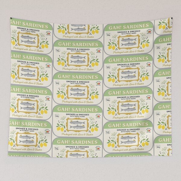 Item preview, Gah Sardines Smoked And Dressed Retro Packaging Kitchen Decor designed and sold by SplashTastic.