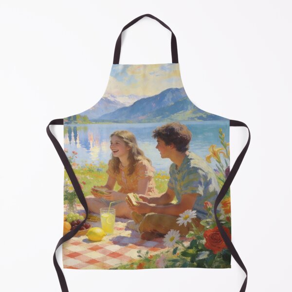 Artikelvorschau, Romantic Lakeside Picnic Artwork, People, Flowers & Food in Impressionism Style entworfen und verkauft von BlareBlare.