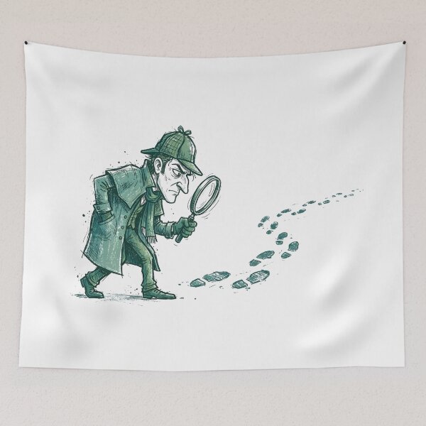 Item preview, Sherlock Holmes Magnifying Glass Footprints Art designed and sold by Fenay Designs.