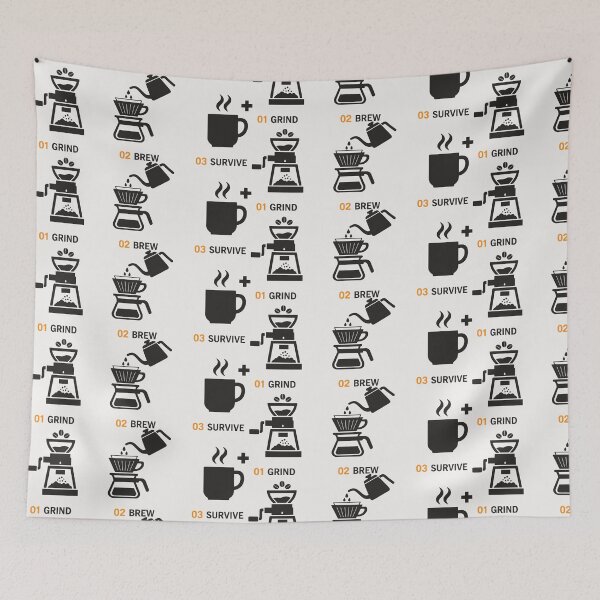 Item preview, Grind Brew Survive Coffee Morning Routine Minimalist Art designed and sold by SplashTastic.
