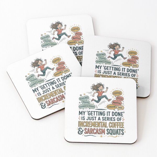 Item preview, Incremental Coffee & Sarcasm Squats – Funny Productivity Quote Design designed and sold by Inkae Studio.
