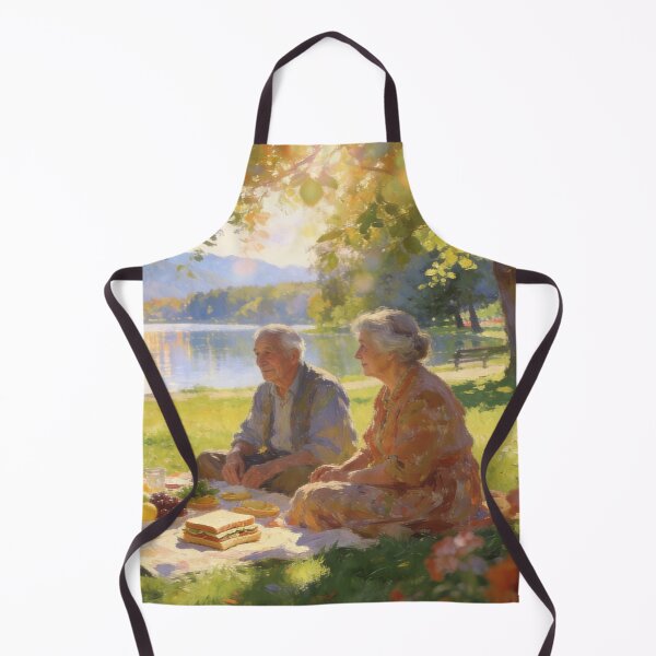 Artikelvorschau, Peaceful Picnic by the Water, Impressionist Nature Painting with Lake & Mountain View entworfen und verkauft von BlareBlare.