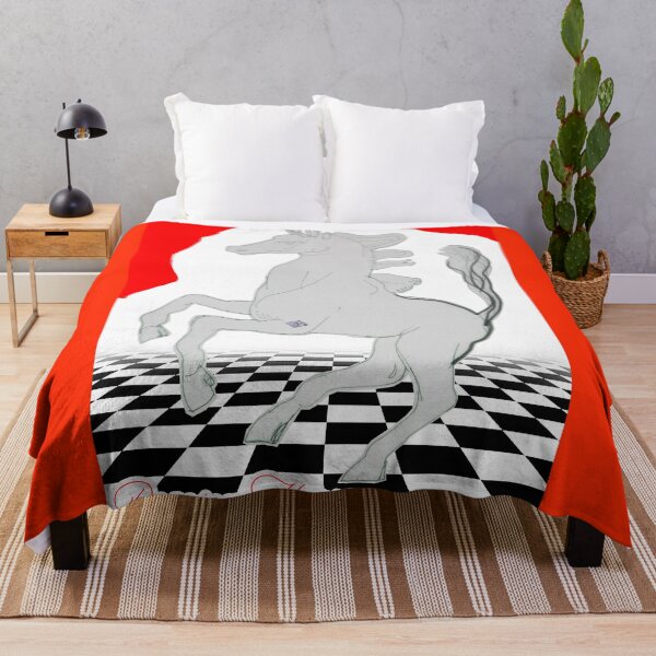 Item preview, Horse Dancing on Chess Board (drawing by ACCI) on Red designed and sold by VanyssaGraphics.