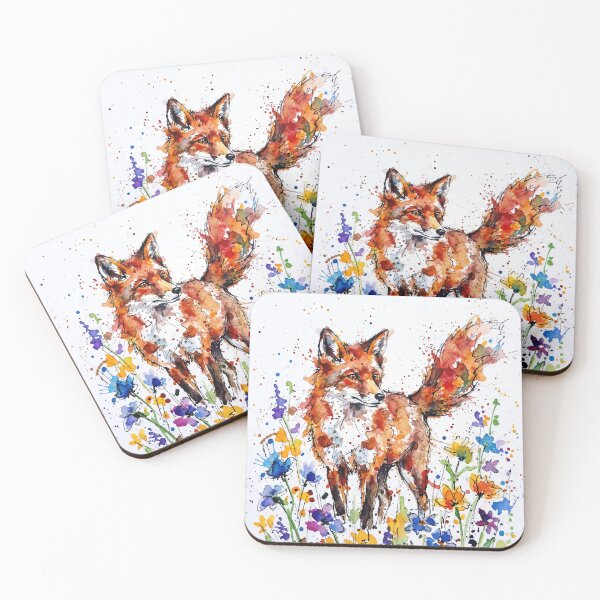 Item preview, Fox in Wildflowers – Abstract Ink & Watercolour Art designed and sold by Printpix.