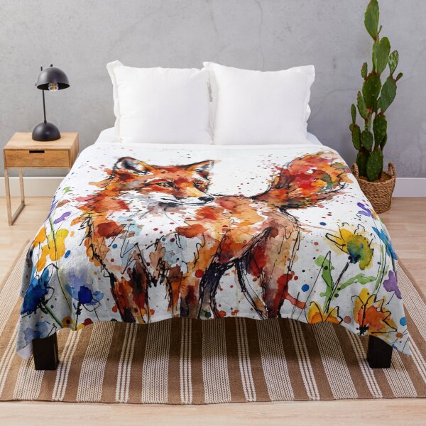 Item preview, Fox in Wildflowers – Abstract Ink & Watercolour Art designed and sold by Printpix.
