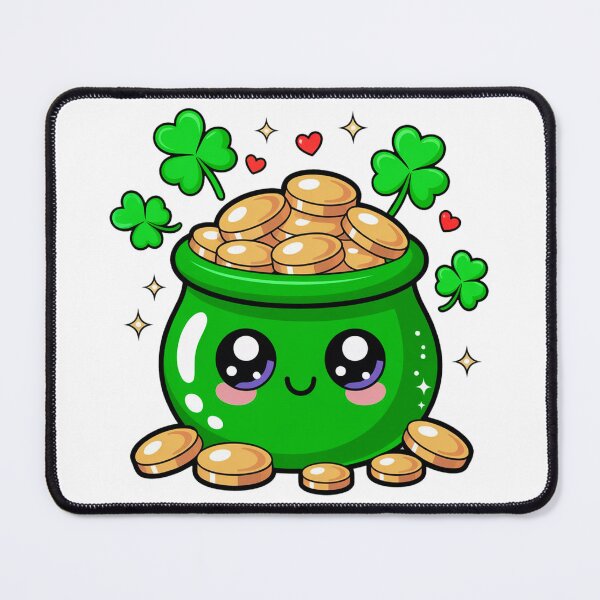 Item preview, Happy Lucky Green Pot of Gold Cartoon designed and sold by YounexxART.