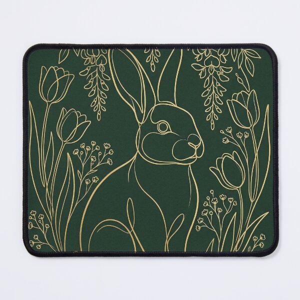 Item preview, Gold Botanical Bunny Wall Art | Easter Line Art Print | Forest Green & Gold Home Decor designed and sold by avsroding.