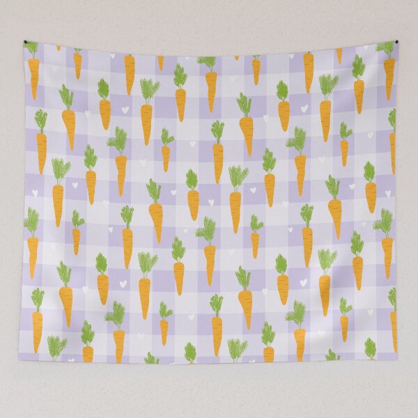 Item preview, Purple Gingham Carrots Easter Pattern designed and sold by Fern and Quill.