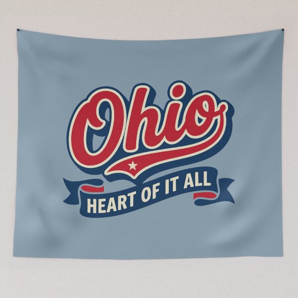 Item preview, Ohio Heart Of It All Vintage Baseball Script Retro designed and sold by Cozy-Old-Pub.