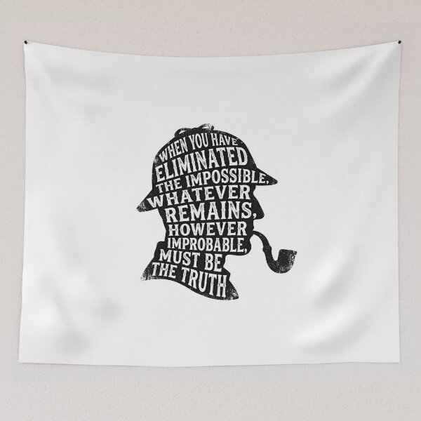 Item preview, Eliminated The Impossible Dark Sherlock Holmes Silhouette Quote designed and sold by Fenay Designs.