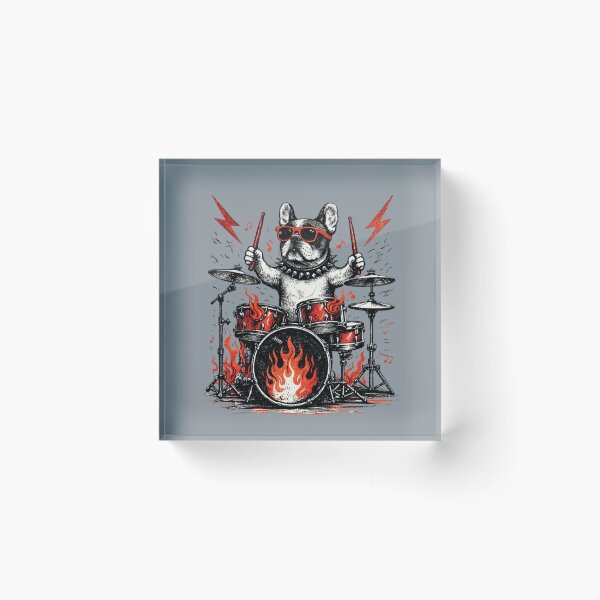 Item preview, French Bulldog Drummer – Rock Music Emblem designed and sold by Dogandesighn.