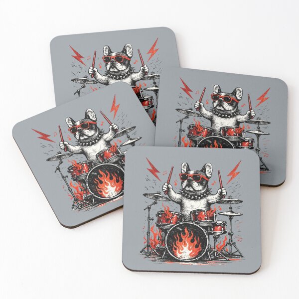 Item preview, French Bulldog Drummer – Rock Music Emblem designed and sold by Dogandesighn.