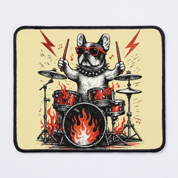 Item preview, French Bulldog Drummer – Rock Music Emblem designed and sold by Dogandesighn.