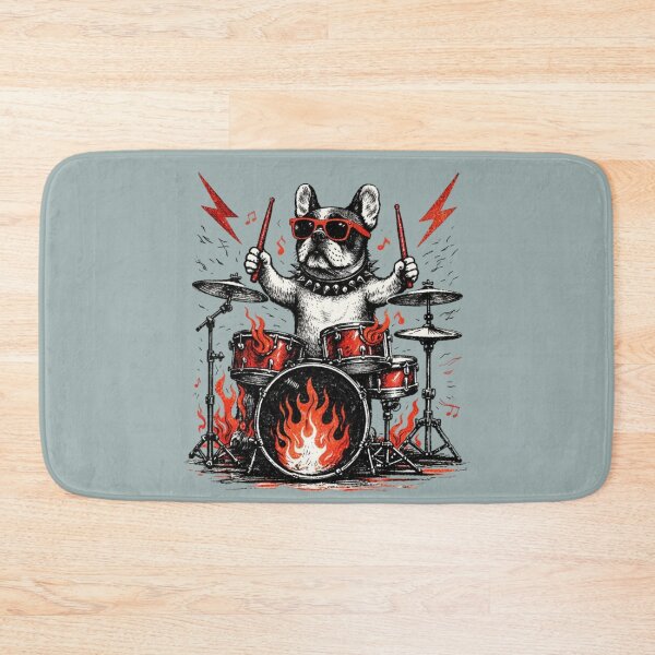 Item preview, French Bulldog Drummer – Rock Music Emblem designed and sold by Dogandesighn.