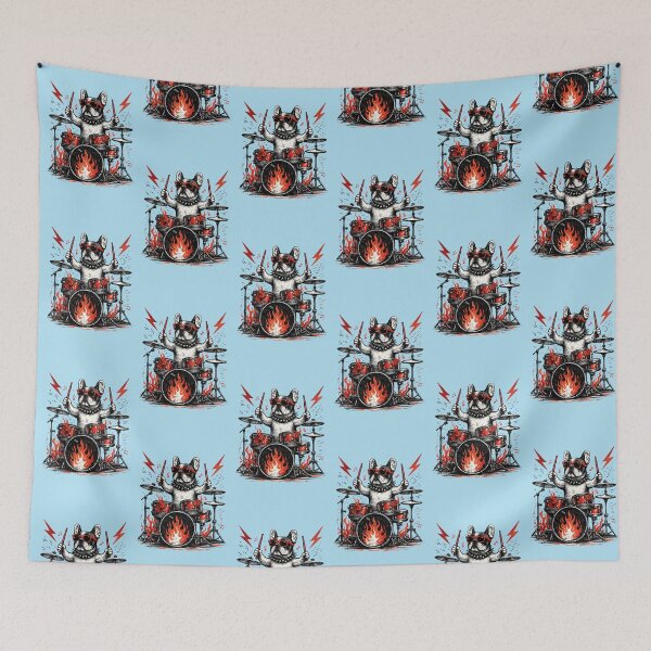 Item preview, French Bulldog Drummer – Rock Music Emblem designed and sold by Dogandesighn.
