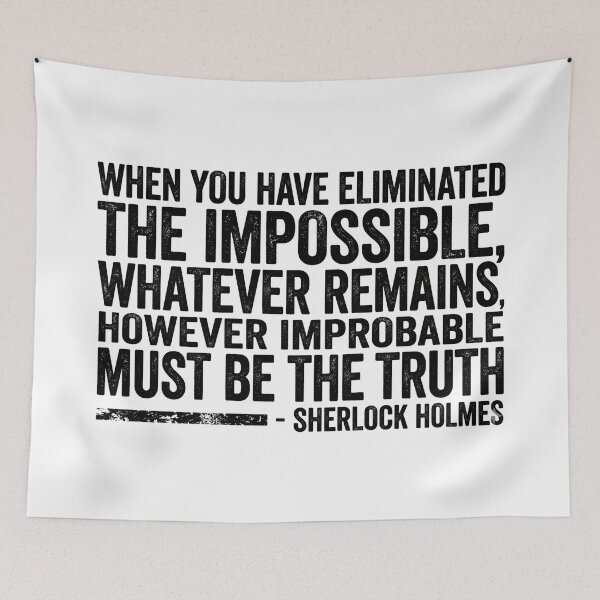 Item preview, Eliminated The Impossible Dark Sherlock Holmes Quote Typography designed and sold by Fenay Designs.