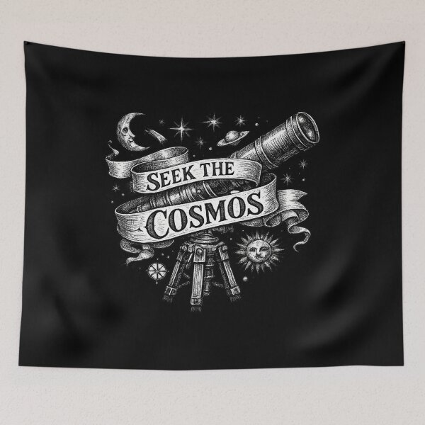 Item preview, Seek the Cosmos - Vintage Telescope Banner Illustration designed and sold by MKreative Studio.