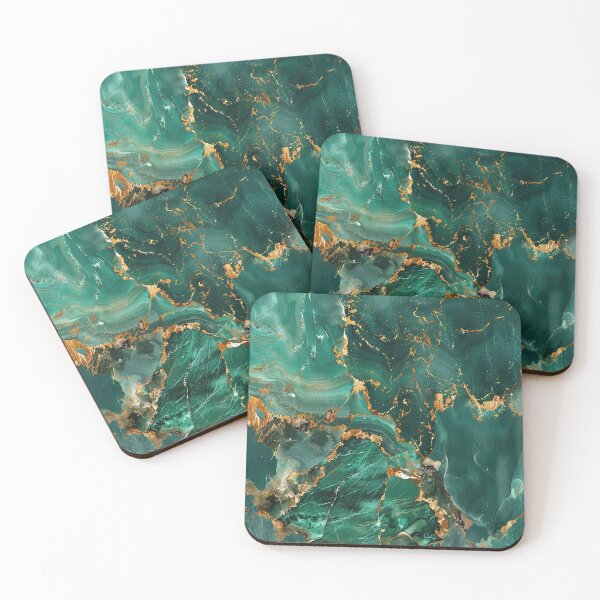 Item preview, Emerald Marble Art with Gold Veins – Luxurious Mineral Structure in Green and Gold designed and sold by CosmicGlyph.