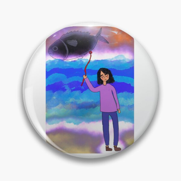 Item preview, Dreamy Girl Holding Balloon Fish  designed and sold by kemilaw.