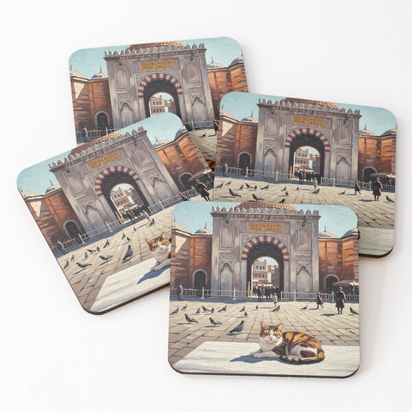 Item preview, Istanbul Spice Bazaar Entrance & Cat - Oil Painting Art designed and sold by Ascend777.