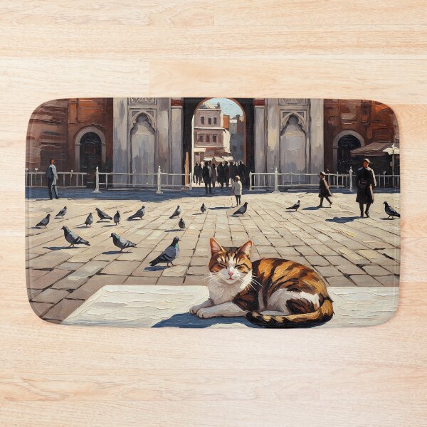 Item preview, Istanbul Spice Bazaar Entrance & Cat - Oil Painting Art designed and sold by Ascend777.