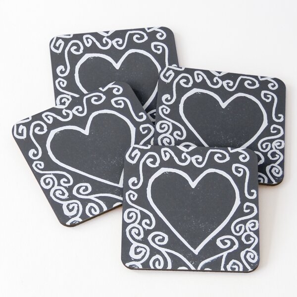 Item preview, Black & White Heart in Lino designed and sold by Katy Fryd.