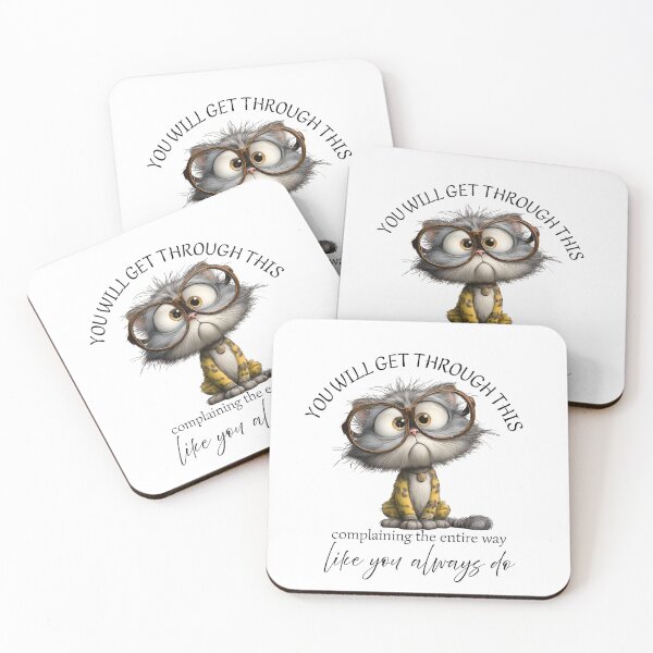 Item preview, Funny Sarcastic Cat Sticker – You Will Get Through This Complaining The Entire Way designed and sold by KymeraStudio25.