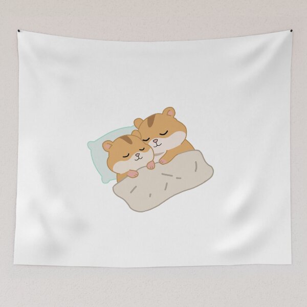 Item preview, Cute Sleeping Hamsters Sticker- Kawaii Cozy Hamster Couple Sleeping Illustration designed and sold by pn_terest.