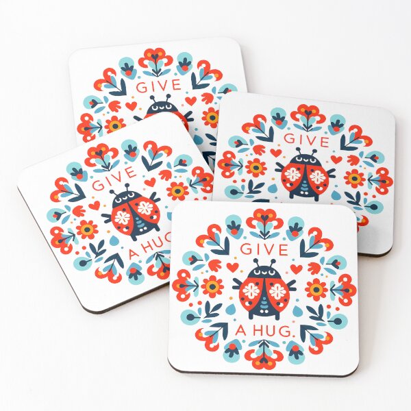 Item preview, Give a Hug Ladybug – Scandinavian Folk Art Nursery Rhyme by heidiannemorris © designed and sold by FOLK ART FUSION by heidiannemorris.
