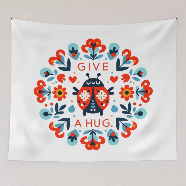 Item preview, Give a Hug Ladybug – Scandinavian Folk Art Nursery Rhyme by heidiannemorris © designed and sold by FOLK ART FUSION by heidiannemorris.