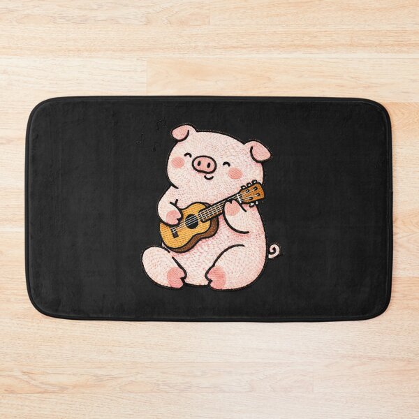 Item preview, Cute Kawaii Pig Playing Guitar – Chubby Embroidered Pig Music Lover Cartoon Design designed and sold by ColorSplash123.