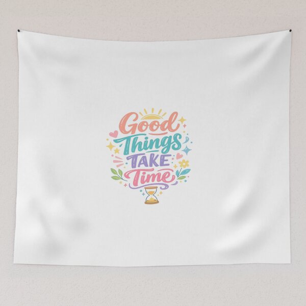Item preview, Good Things Take Time Motivational Typography – Pastel Aesthetic Quote Design designed and sold by ArtWaveStudio8.