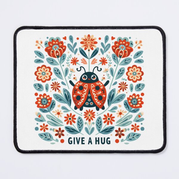Item preview, Give a Hug Ladybug – Scandinavian Folk Art Nursery Rhyme by heidiannemorris © designed and sold by FOLK ART FUSION by heidiannemorris.