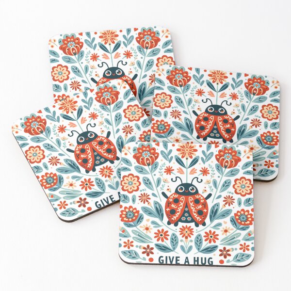 Item preview, Give a Hug Ladybug – Scandinavian Folk Art Nursery Rhyme by heidiannemorris © designed and sold by FOLK ART FUSION by heidiannemorris.