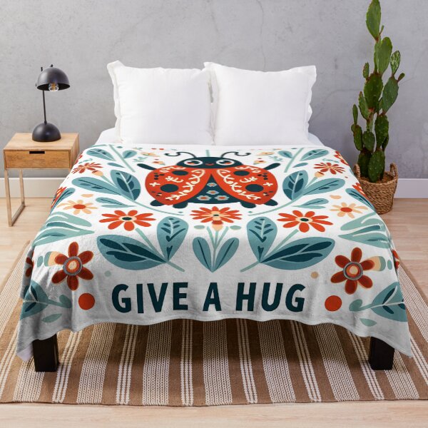 Item preview, Give a Hug Ladybug – Scandinavian Folk Art Nursery Rhyme by heidiannemorris © designed and sold by FOLK ART FUSION by heidiannemorris.