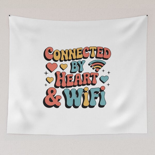 Item preview, Connected by Heart & WiFi.  Cute Love Tech Quote Retro Typography Design designed and sold by Aarvya Fashion Club ( A.F.C ).