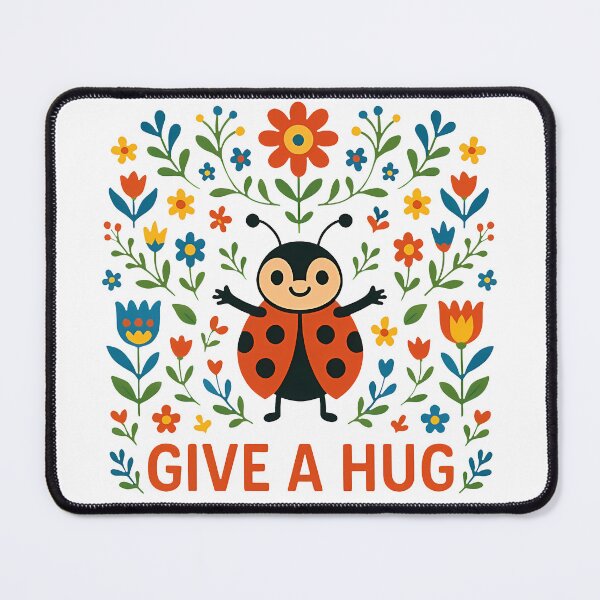 Item preview, Give a Hug Ladybug – Scandinavian Folk Art Nursery Rhyme by heidiannemorris © designed and sold by FOLK ART FUSION by heidiannemorris.