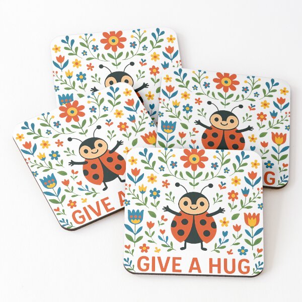Item preview, Give a Hug Ladybug – Scandinavian Folk Art Nursery Rhyme by heidiannemorris © designed and sold by FOLK ART FUSION by heidiannemorris.
