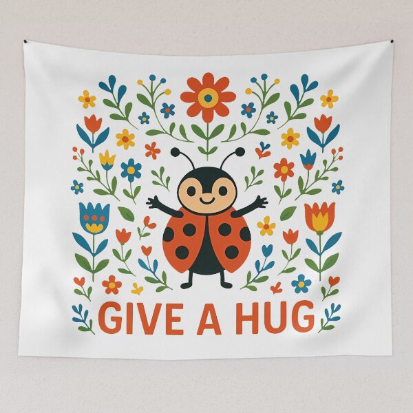 Item preview, Give a Hug Ladybug – Scandinavian Folk Art Nursery Rhyme by heidiannemorris © designed and sold by FOLK ART FUSION by heidiannemorris.