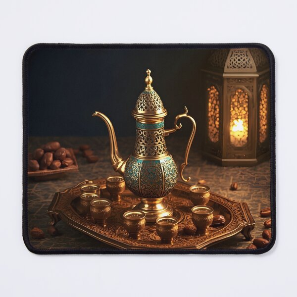 Item preview, Arabic Dallah Coffee Pot Wall Art Print — Saudi Arabian Culture Poster, Traditional Coffee Ceremony Decor, Arab Gift designed and sold by GoldenVerseArt.