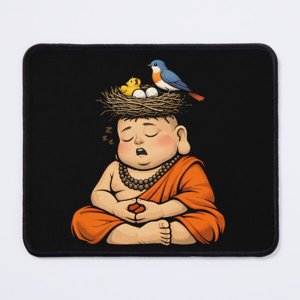 Item preview, Zen Mode Activated Funny Meditating Monk with Bird Nest Chibi Buddha Aesthetic Yoga & Mindfulness Illustration for Spiritual Peace and Calm Humor - Original Zen Art for Meditators & Nature Lovers designed and sold by Vivaan Studio.