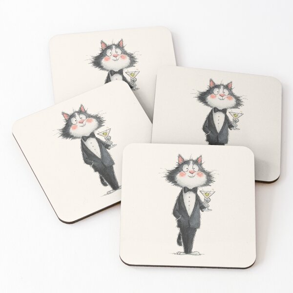 Item preview, Classy Tuxedo Cat with Martini Funny Whimsical Illustration designed and sold by PixelQ.