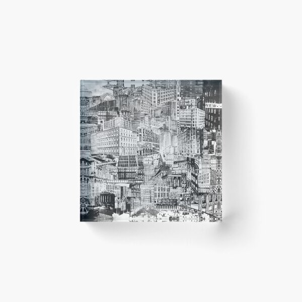 Item preview, 1919 New York City skyline city sights vintage collage black and white photograph poster art print designed and sold by Astrid Arkhangelsky.