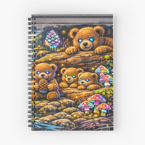 Item preview, Cyberpunk Teddy Bears – Neon Forest Graffiti Mural designed and sold by 3free3street - Neon & Graffiti Digital Art.